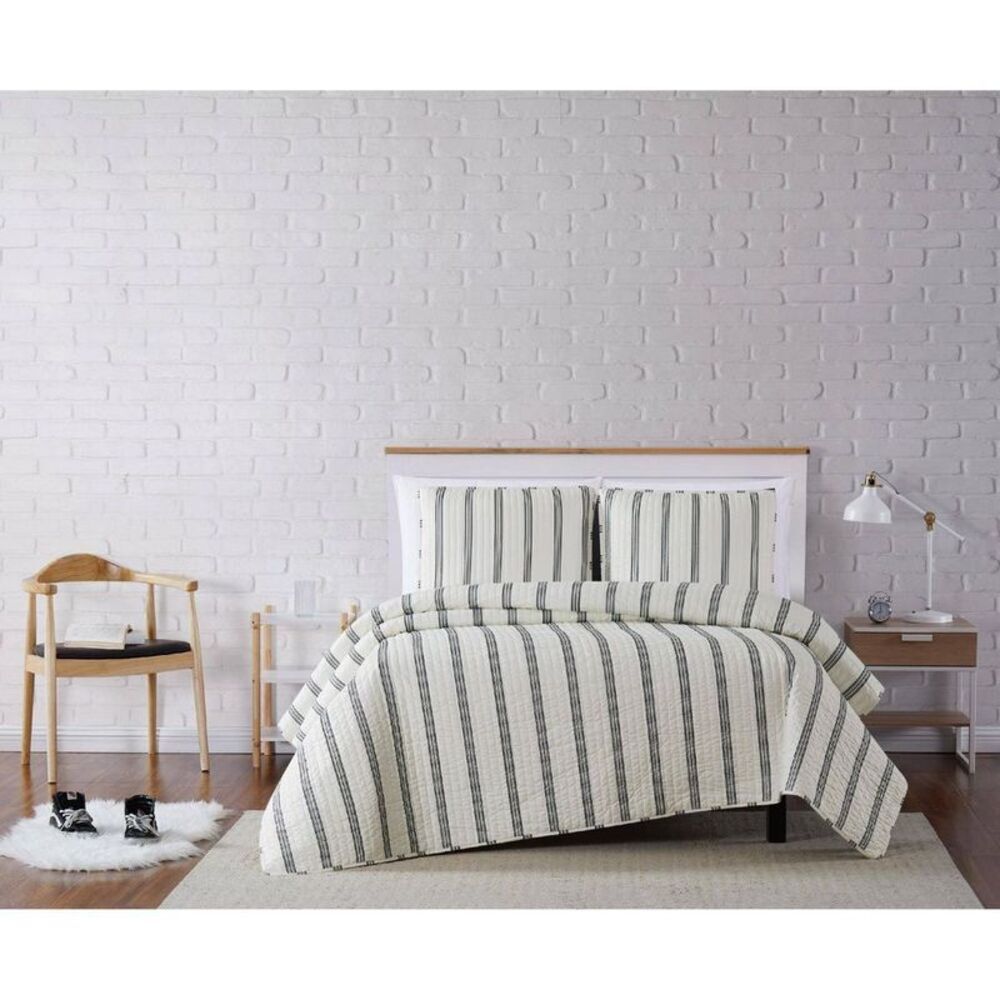 Truly Soft -  Everyday Twin Extra Long Millenial Stri Ivory/Black